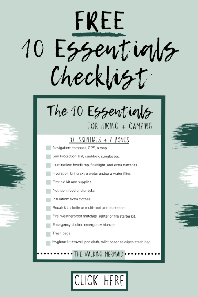 FREE 10 Essentials Checklist for Hikers and Campers Overlay