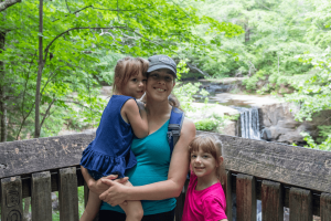 A mom and her daughters hiking in Tennessee.