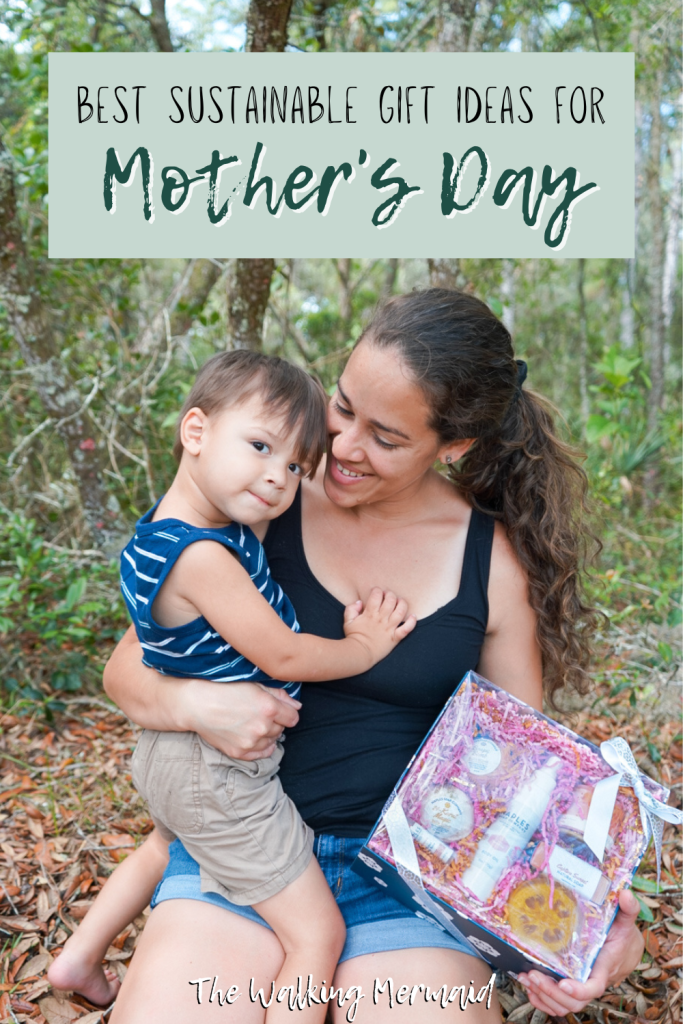 Mother and son opening a mother's day gift box