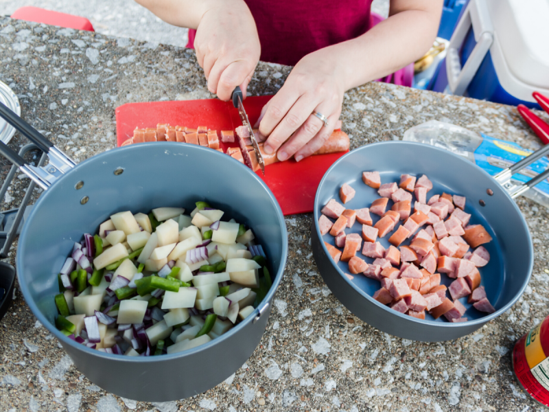 camp kitchen pots and meal prep essentials