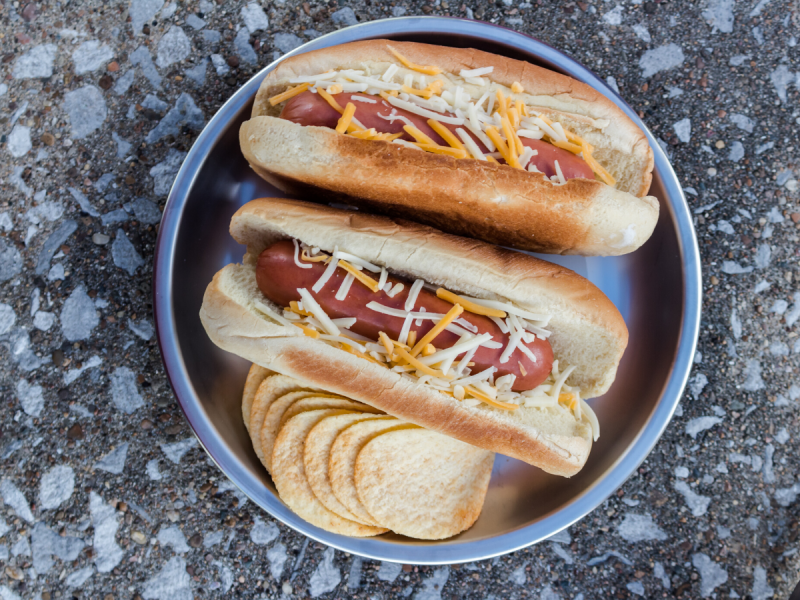 hot dogs and chips for a camp lunch