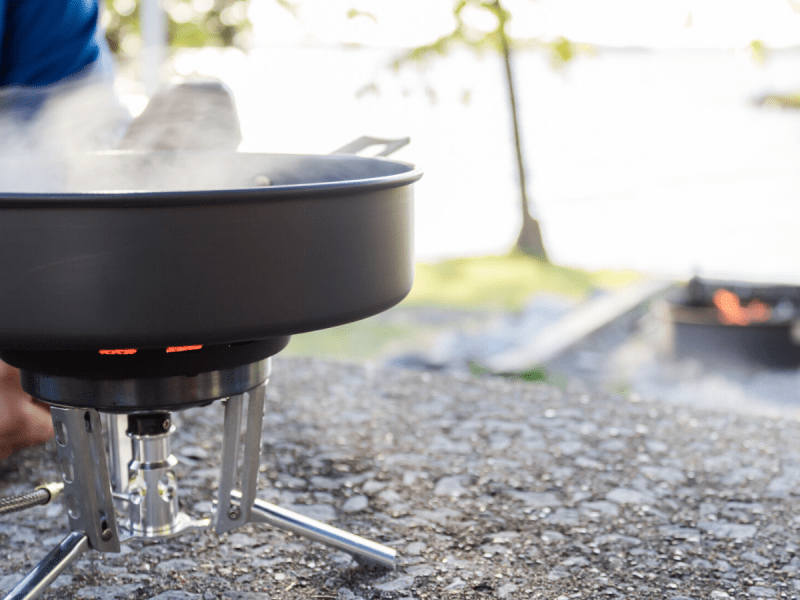 cooking in the camping kitchen