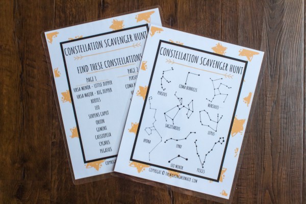 children's activity scavenger hunt constellation stars astronomy