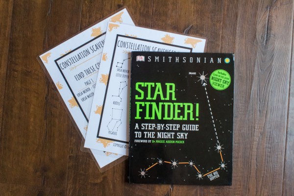 books and children's activity scavenger hunt constellation stars astronomy