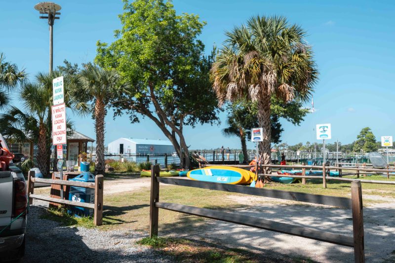 Kayaks and Paddleboards at Kings Bay Park in Crystal River Florida. 