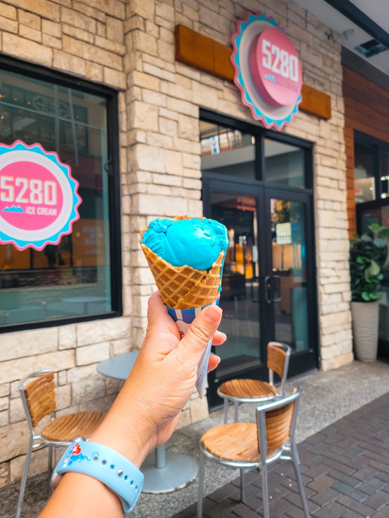 Cookie Monster blue ice cream from 5280 Ice Cream in downtown Denver, Colorado. 