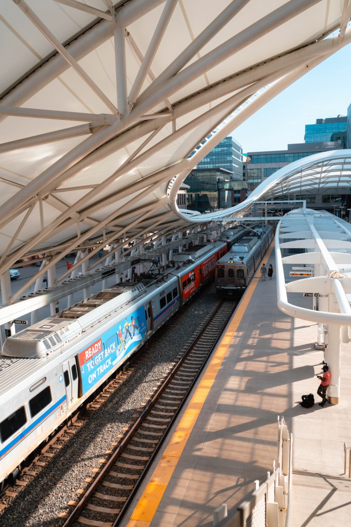 The trains at Union Station in Denver, Colorado. 