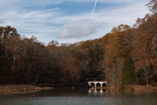 dunbar cave state park lake views fall autumn trees clarksville tennessee