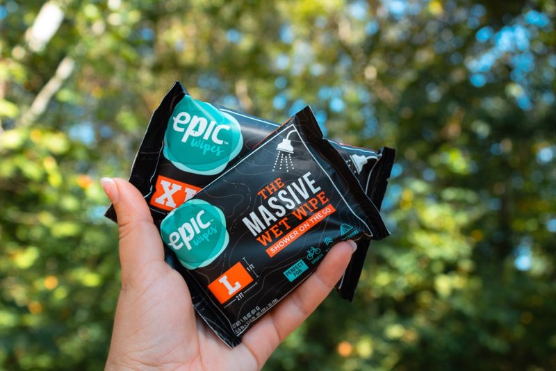 Photo of wet wipes, specifically epic wipes. Posted on a hygiene guide for girls that talks about how to stay clean and bath outdoors. 