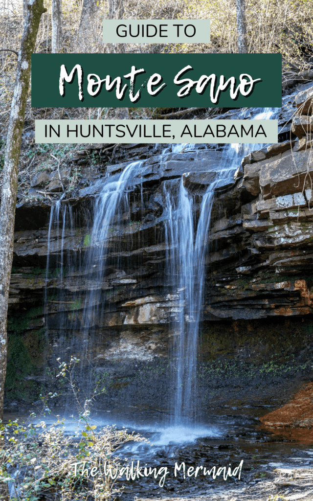 photo of a waterfall at monte sano state park with overlay