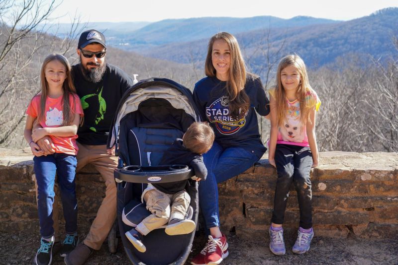 A family at the overlook in Monte Sano