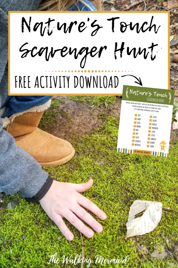 natures touch scavenger hunt sensory play outside outdoors pin image the walking mermaid