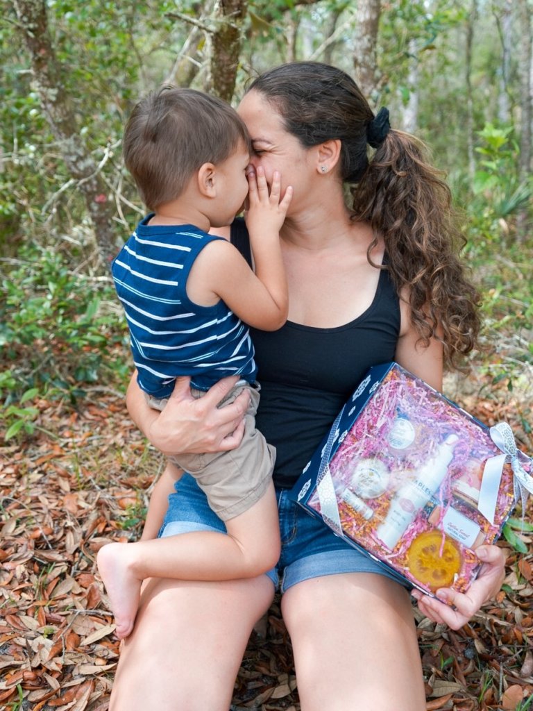 a mom and son eskimo kissing for mother's day