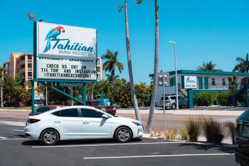 The front of the Tahitian Beach Resort in Treasure Island, Florida