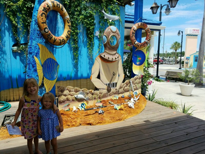 two girls at the sponge factory at Tarpon Springs, Florida