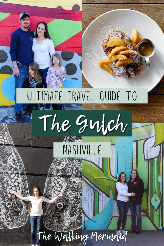 Ultimate Travel Guide To The Gulch in Nashville, Tennessee. A photo collage of different locations at The Gulch.