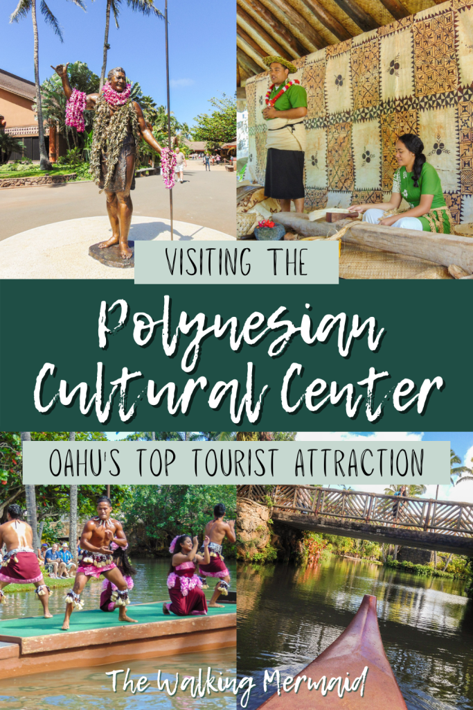 Photo collage of different locations at the Polynesian Cultural Center in Oahu, Hawai'i. 