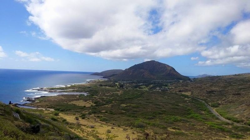 View of Koko Head Crater and hanauma Bay from Makapu'u Lighthouse trail. 