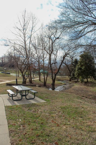 park bench picnic table stream park playground valley brook clarksville tennessee